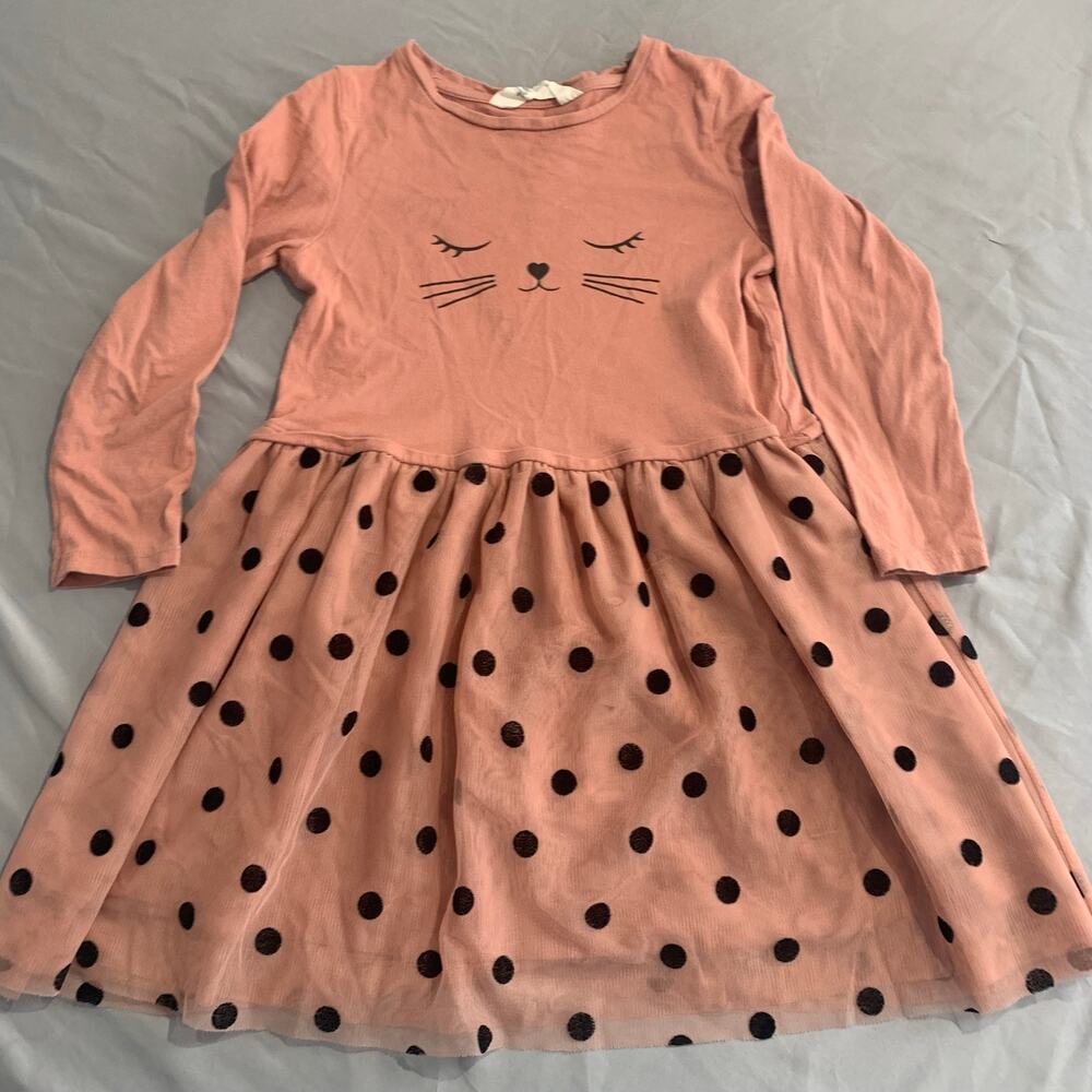 H&M Pink Cat Face Tulle Dress – Size 5T/6 –